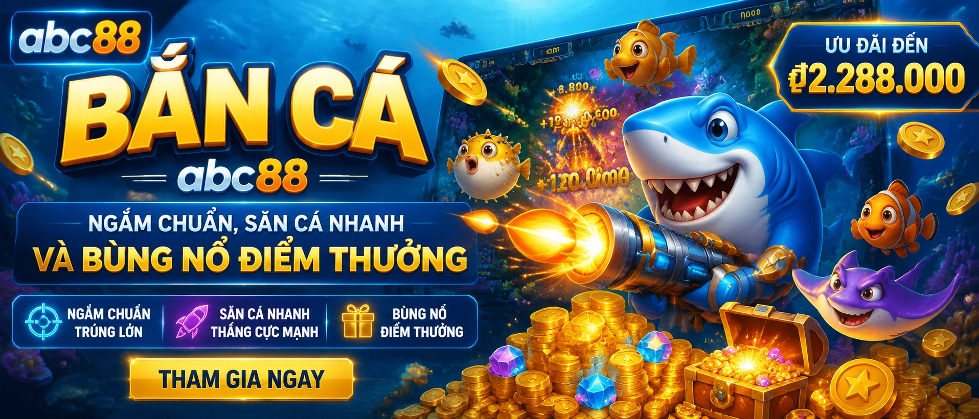 Ảnh Bắn Cá 3D với hiệu ứng đại dương và boss cá lớn